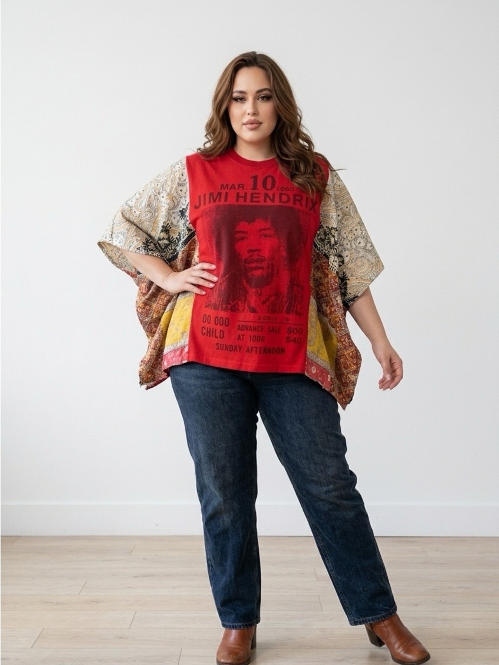 Handcrafted Upcycled JIMI HENDRIX Kantha Tunic with Pockets NWT One Size